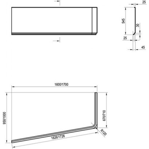 Ванна акриловая Ravak 10° белая 170х100 см C821000000